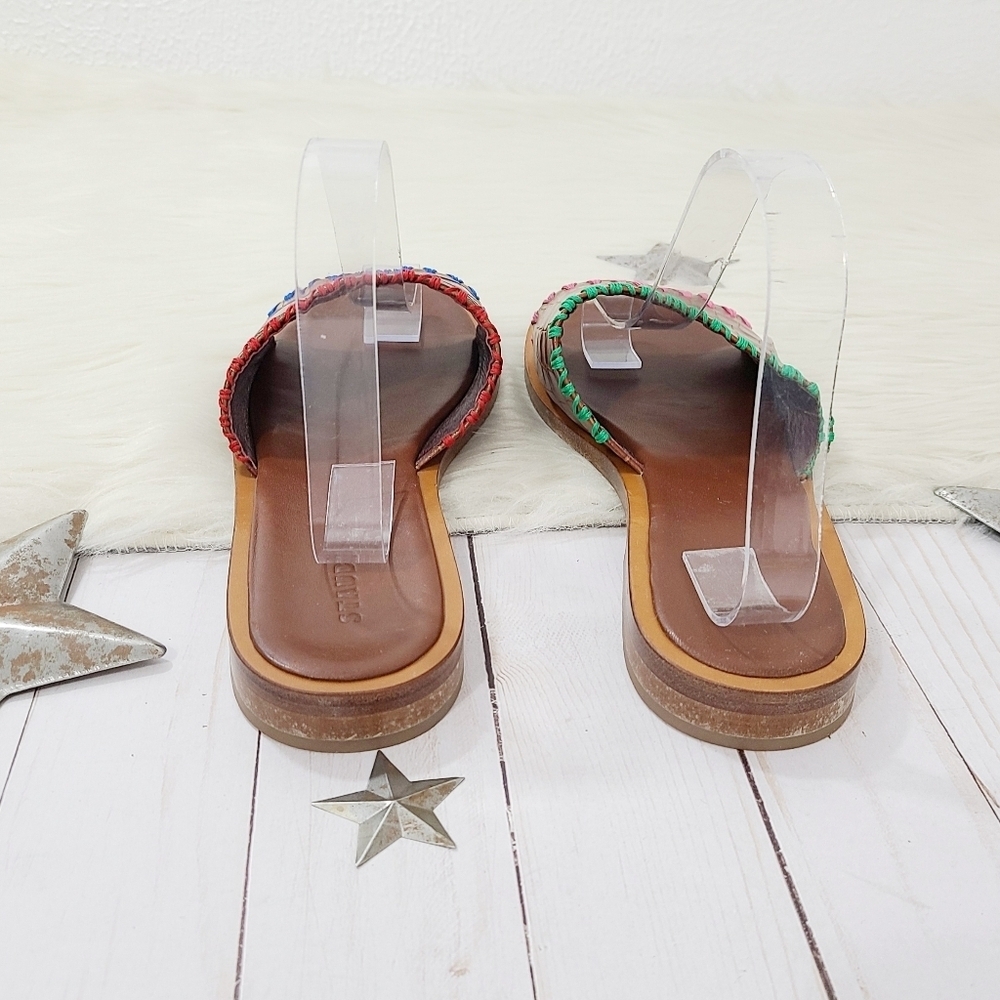 Staud Genie Sandals Mismatched Brown Croc Leather Slides Color women's size 40 - Picture 6 of 7